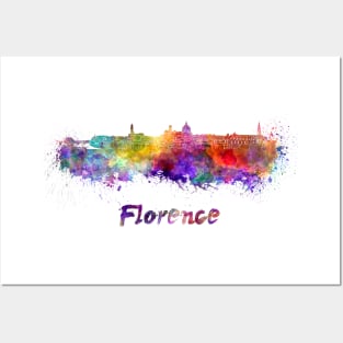 Florence skyline in watercolor Posters and Art